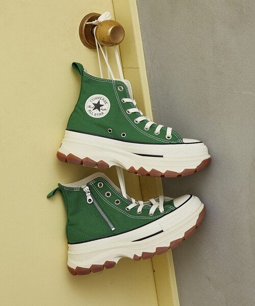 CONVERSE(コンバース)の「CONVERSE/コンバース ALL STAR TREKWAVE HI(スニーカー・レディース・ベージュ/グリーン・24.0cm/25.0cm/23.0cm)」の1枚目の写真
