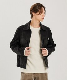 ADHOC（アドホック）の「男女共用ポケットポイント人工皮革ジャンパー (ブラック)（ライダースジャケット）」