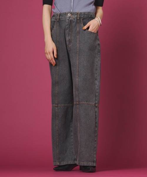 terrace(テラス)の「バックジップスリットデニムパンツ(デニムパンツ・レディース・インディゴブルー/ブラック/ケミカルウォッシュ・FREE)」の2枚目の写真
