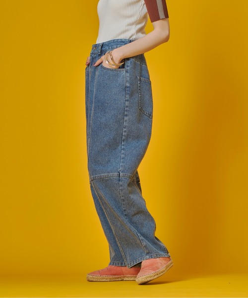 terrace(テラス)の「バックジップスリットデニムパンツ(デニムパンツ・レディース・インディゴブルー/ブラック/ケミカルウォッシュ・FREE)」の6枚目の写真