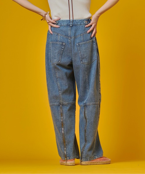 terrace(テラス)の「バックジップスリットデニムパンツ(デニムパンツ・レディース・インディゴブルー/ブラック/ケミカルウォッシュ・FREE)」の7枚目の写真