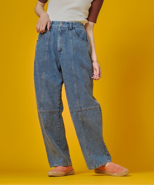 terrace(テラス)の「バックジップスリットデニムパンツ(デニムパンツ・レディース・インディゴブルー/ブラック/ケミカルウォッシュ・FREE)」の9枚目の写真