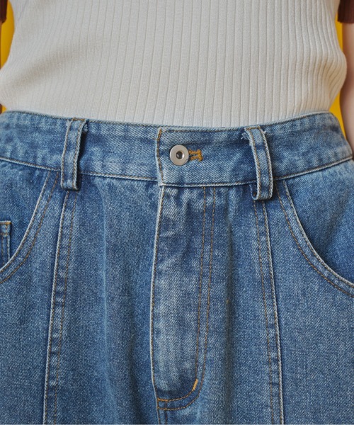 terrace(テラス)の「バックジップスリットデニムパンツ(デニムパンツ・レディース・インディゴブルー/ブラック/ケミカルウォッシュ・FREE)」の10枚目の写真