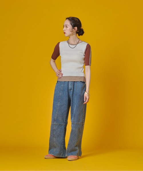 terrace(テラス)の「バックジップスリットデニムパンツ(デニムパンツ・レディース・インディゴブルー/ブラック/ケミカルウォッシュ・FREE)」の16枚目の写真