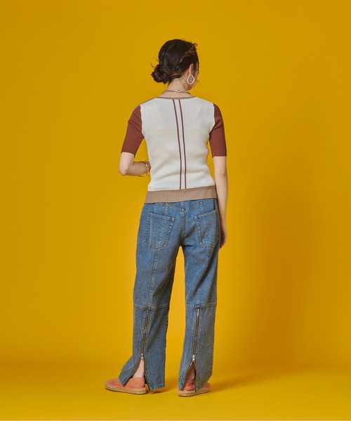 terrace(テラス)の「バックジップスリットデニムパンツ(デニムパンツ・レディース・インディゴブルー/ブラック/ケミカルウォッシュ・FREE)」の17枚目の写真