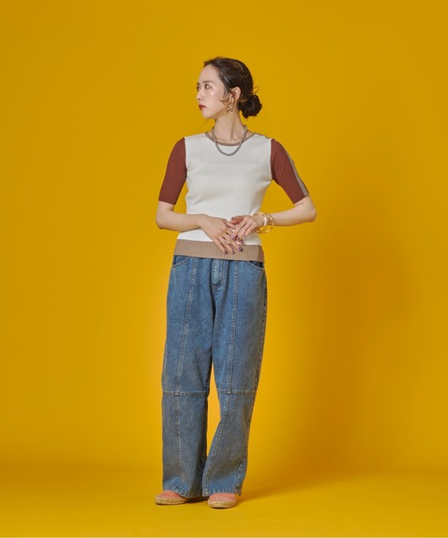 terrace(テラス)の「バックジップスリットデニムパンツ(デニムパンツ・レディース・インディゴブルー/ブラック/ケミカルウォッシュ・FREE)」の19枚目の写真