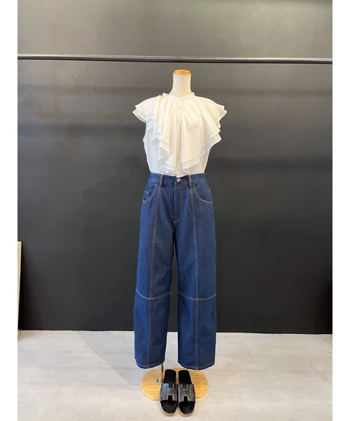 terrace(テラス)の「バックジップスリットデニムパンツ(デニムパンツ・レディース・インディゴブルー/ブラック/ケミカルウォッシュ・FREE)」の22枚目の写真