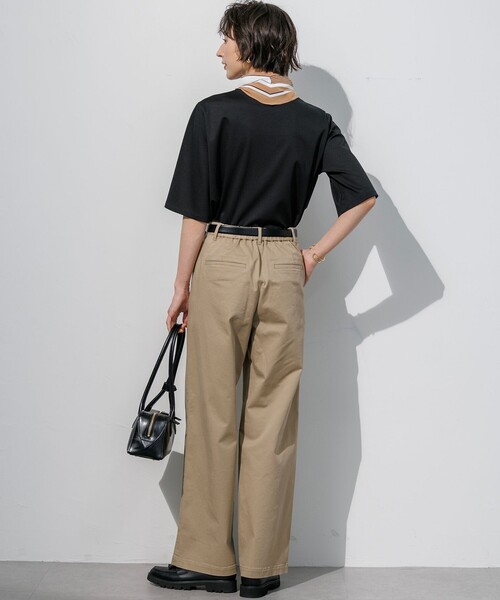 23区 L(ニジュウサンクオオキイサイズ)の「スカーフコンビ ボウタイセット カットソー(Tシャツ/カットソー・レディース・ホワイト系/ダークブラウン系/ブラック系・44/46)」の9枚目の写真