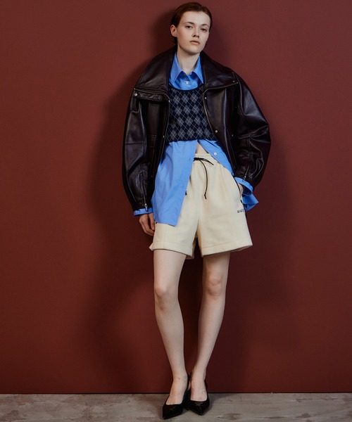 MAISON SPECIAL（メゾンスペシャル）の「Oversized Stand Collar Leather Blouson/オーバースタンドカラーレザーブルゾン（ブルゾン・レディース・ブラウン/ブラック・FREE）」の9枚目の写真