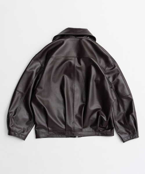 MAISON SPECIAL（メゾンスペシャル）の「Oversized Stand Collar Leather Blouson/オーバースタンドカラーレザーブルゾン（ブルゾン・レディース・ブラウン/ブラック・FREE）」の21枚目の写真