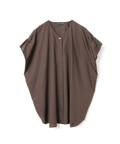 mizuiroind（ミズイロインド）の「mizuiro ind Vネックワイドチュニックシャツ（シャツ/ブラウス・レディース・ライトグレー/ブラック/オフホワイト/ブラウン・FREE）」の4枚目の写真