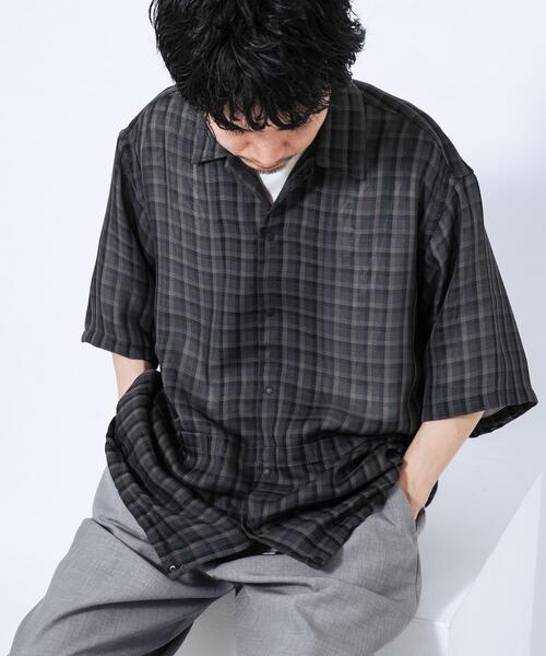 EKAL(エカル)の「『速乾』パナマライクチェックショートスリーブシャツ(シャツ/ブラウス・メンズ・グレー系その他/ベージュ系その他・MEDIUM/LARGE)」の11枚目の写真