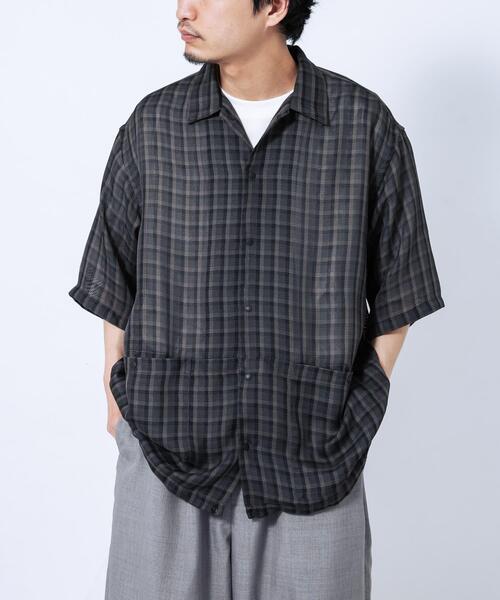 EKAL(エカル)の「『速乾』パナマライクチェックショートスリーブシャツ(シャツ/ブラウス・メンズ・グレー系その他/ベージュ系その他・MEDIUM/LARGE)」の12枚目の写真