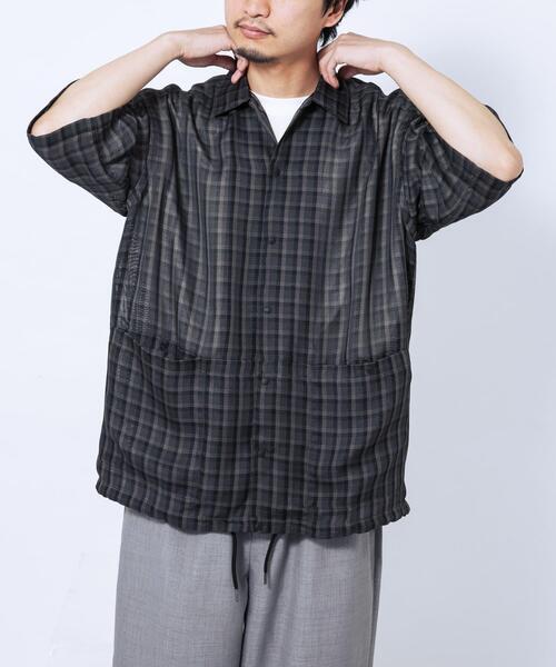 EKAL(エカル)の「『速乾』パナマライクチェックショートスリーブシャツ(シャツ/ブラウス・メンズ・グレー系その他/ベージュ系その他・MEDIUM/LARGE)」の13枚目の写真