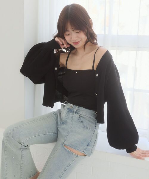 MAJESTIC LEGON(マジェスティックレゴン)の「2wayカップ付きキャミソール(キャミソール・レディース・ブラック/アイボリー・MEDIUM)」の18枚目の写真