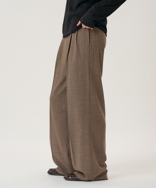 Perushu(ペルーシュ)の「2TUCK CLOTH STRAIGHT SLACKS/2タッククロスストレートスラックス(スラックス・メンズ・ブラック/グレー/ブラウン・LARGE/SMALL/MEDIUM)」の3枚目の写真