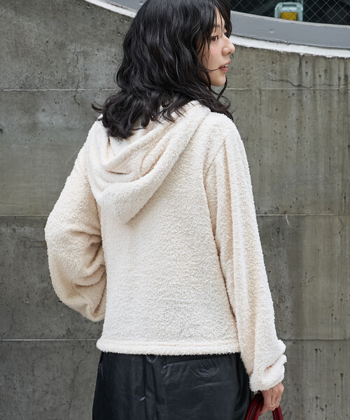 FREAK'S STORE（フリークスストア）の「UMBRO × FREAK'S STORE/アンブロ 別注 Boucle Hoodie/別注 ブークレ フ―ディー（その他アウター・レディース・オフホワイト/ブラウン/ブラック・ﾌﾘ-）」の6枚目の写真