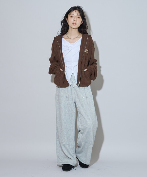 FREAK'S STORE（フリークスストア）の「UMBRO × FREAK'S STORE/アンブロ 別注 Boucle Hoodie/別注 ブークレ フ―ディー（その他アウター・レディース・オフホワイト/ブラウン/ブラック・ﾌﾘ-）」の18枚目の写真