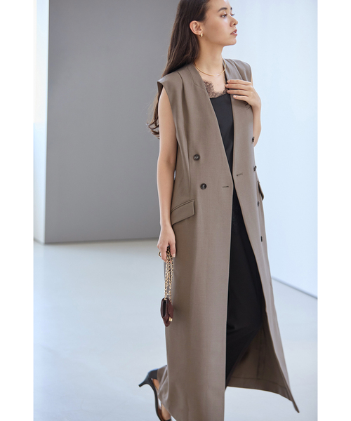 La TOTALITE(ラトータリテ)の「【洗える】ジレワンピース(ワンピース・レディース・ベージュ/チャコールグレー・36/38)」の5枚目の写真