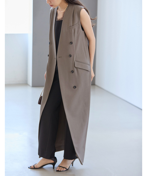 La TOTALITE(ラトータリテ)の「【洗える】ジレワンピース(ワンピース・レディース・ベージュ/チャコールグレー・36/38)」の6枚目の写真