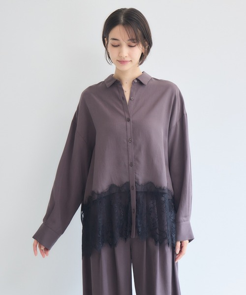 KATHARINE ROSS(キャサリンロス)の「裾レースシャツ(シャツ/ブラウス・レディース・アイボリー/ダークブラウン/ブラック・FREE)」の11枚目の写真