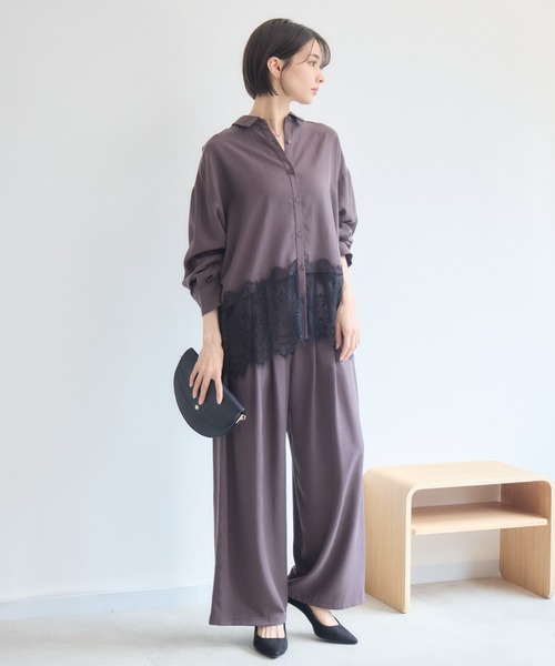 KATHARINE ROSS(キャサリンロス)の「裾レースシャツ(シャツ/ブラウス・レディース・アイボリー/ダークブラウン/ブラック・FREE)」の15枚目の写真