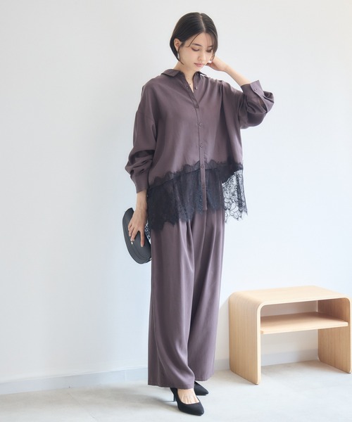 KATHARINE ROSS(キャサリンロス)の「裾レースシャツ(シャツ/ブラウス・レディース・アイボリー/ダークブラウン/ブラック・FREE)」の16枚目の写真