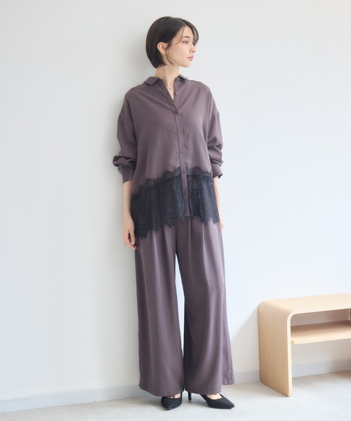 KATHARINE ROSS(キャサリンロス)の「裾レースシャツ(シャツ/ブラウス・レディース・アイボリー/ダークブラウン/ブラック・FREE)」の17枚目の写真