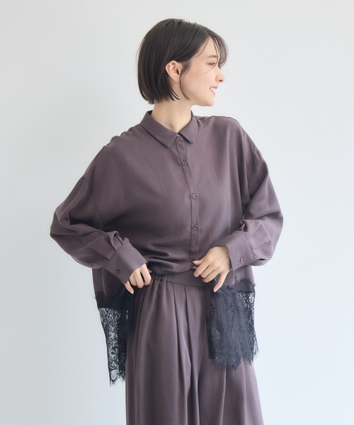 KATHARINE ROSS(キャサリンロス)の「裾レースシャツ(シャツ/ブラウス・レディース・アイボリー/ダークブラウン/ブラック・FREE)」の8枚目の写真