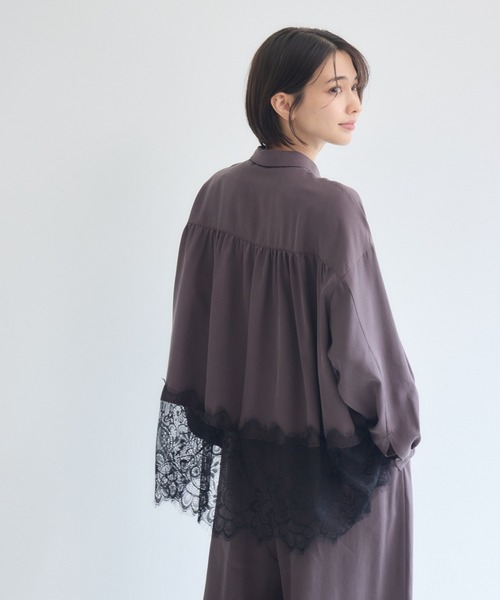 KATHARINE ROSS(キャサリンロス)の「裾レースシャツ(シャツ/ブラウス・レディース・アイボリー/ダークブラウン/ブラック・FREE)」の10枚目の写真