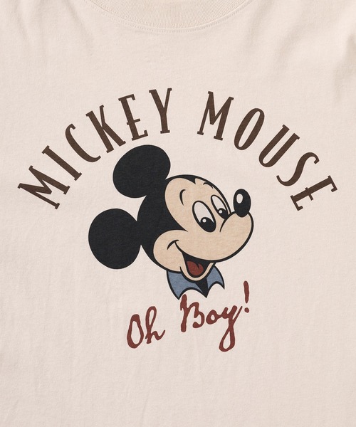 Disney(ディズニー)の「【71】【Disney/ディズニー】ミッキーマウス フェイクレイヤード ユーズド加工 プリントクルーネック ロングスリーブTシャツ/ロンT/ヴィンテージ風/ユニセックス/レディース/メンズ(Tシャツ/カットソー・レディース・ブラック/アイボリー系/ブラック系/アイボリー・M/L/XL)」の16枚目の写真