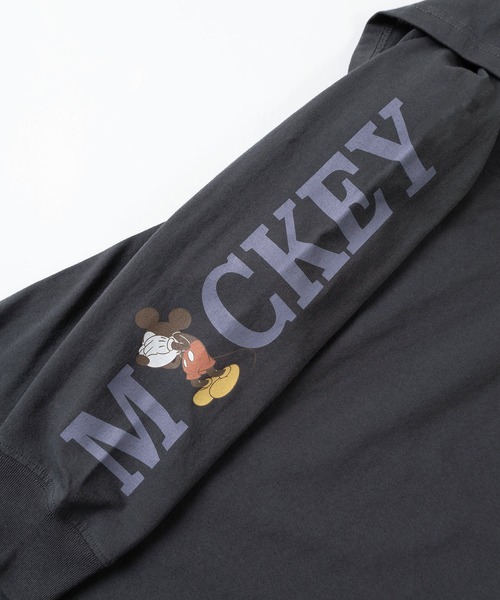 Disney(ディズニー)の「【71】【Disney/ディズニー】ミッキーマウス フェイクレイヤード ユーズド加工 プリントクルーネック ロングスリーブTシャツ/ロンT/ヴィンテージ風/ユニセックス/レディース/メンズ(Tシャツ/カットソー・レディース・ブラック/アイボリー系/ブラック系/アイボリー・M/L/XL)」の13枚目の写真