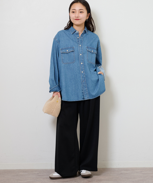 JOURNAL STANDARD relume(ジャーナルスタンダード レリューム)の「《追加》T/Rポンチタックイージーパンツ(その他パンツ・レディース・チャコールグレー/ブラック・FREE)」の3枚目の写真