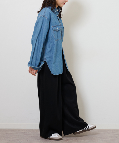 JOURNAL STANDARD relume(ジャーナルスタンダード レリューム)の「《追加》T/Rポンチタックイージーパンツ(その他パンツ・レディース・チャコールグレー/ブラック・FREE)」の4枚目の写真