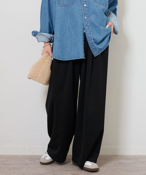 JOURNAL STANDARD relume(ジャーナルスタンダード レリューム)の「《追加》T/Rポンチタックイージーパンツ(その他パンツ・レディース・チャコールグレー/ブラック・FREE)」の6枚目の写真