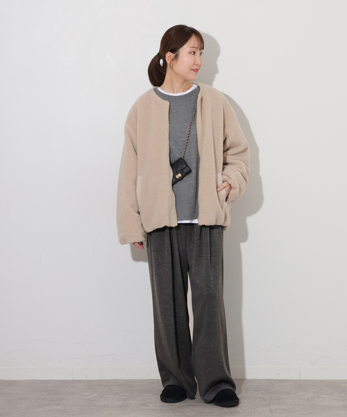 JOURNAL STANDARD relume(ジャーナルスタンダード レリューム)の「《追加》T/Rポンチタックイージーパンツ(その他パンツ・レディース・チャコールグレー/ブラック・FREE)」の9枚目の写真