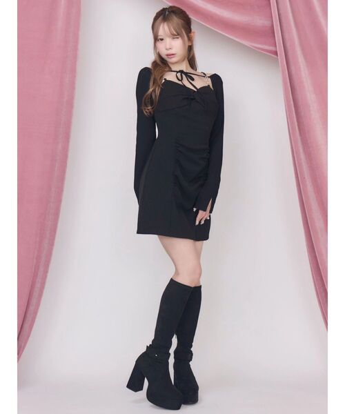 EATME(イートミー)の「レイヤードライクツイストワンピース(ワンピース・レディース・ブラック/ボルドー/ブラウン・SMALL/MEDIUM)」の4枚目の写真
