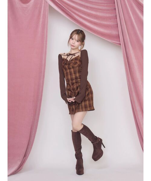 EATME(イートミー)の「レイヤードライクツイストワンピース(ワンピース・レディース・ブラック/ボルドー/ブラウン・SMALL/MEDIUM)」の9枚目の写真