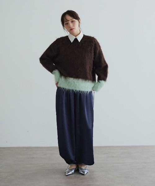 W:Huku(フーク)の「【W:Huku シルキーサテン】サイド ドロスト バルーンパンツ / Silky Satin Side-Drawstring Balloon Pants(その他パンツ・レディース・ブラウン/ピンク/ネイビー/オフホワイト・FREE)」の13枚目の写真