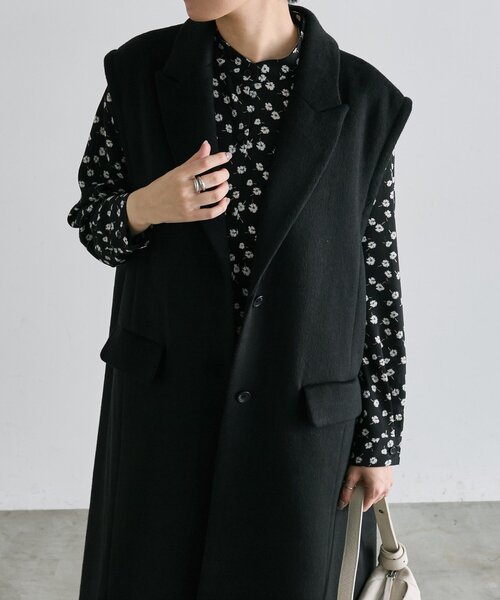 ear PAPILLONNER(イアパピヨネ)の「ロングベスト付き馬刺しゅうコート【SUM1 STYLE】(その他アウター・レディース・ブラック/ダークブラウン/カーキ・FREE)」の7枚目の写真