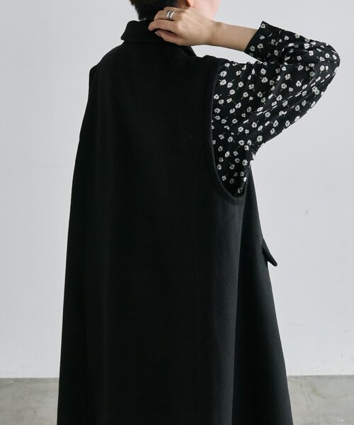 ear PAPILLONNER(イアパピヨネ)の「ロングベスト付き馬刺しゅうコート【SUM1 STYLE】(その他アウター・レディース・ブラック/ダークブラウン/カーキ・FREE)」の8枚目の写真