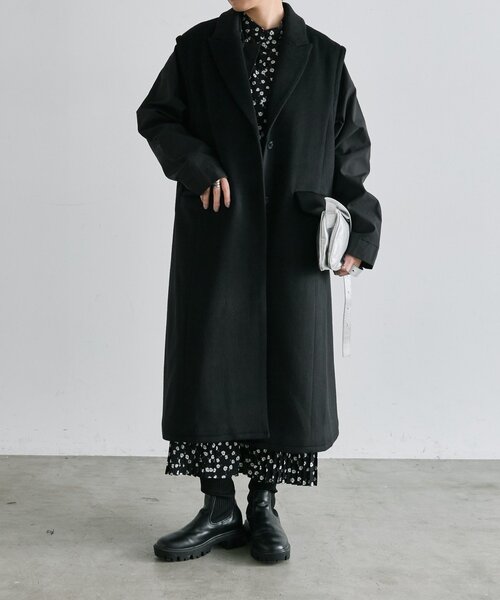 ear PAPILLONNER(イアパピヨネ)の「ロングベスト付き馬刺しゅうコート【SUM1 STYLE】(その他アウター・レディース・ブラック/ダークブラウン/カーキ・FREE)」の9枚目の写真