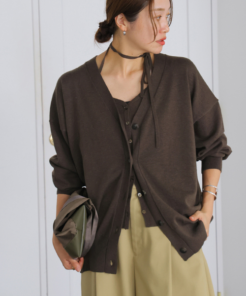 JOURNAL STANDARD(ジャーナルスタンダード)の「WASHABLE COMF Vネックカーディガン(カーディガン/ボレロ・レディース・ネイビー/ベージュ/ブラウン・FREE)」の2枚目の写真