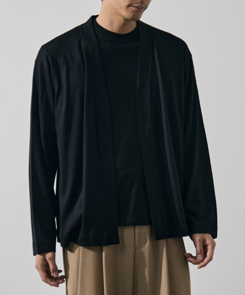 WRAPINKNOT(ラッピンノット)の「【WRAPINKNOT/ラッピンノット】Button-less Cardigan(カーディガン/ボレロ・メンズ・ダークグレー/ブラック・3/2)」の6枚目の写真