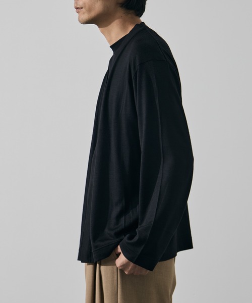 WRAPINKNOT(ラッピンノット)の「【WRAPINKNOT/ラッピンノット】Button-less Cardigan(カーディガン/ボレロ・メンズ・ダークグレー/ブラック・3/2)」の7枚目の写真