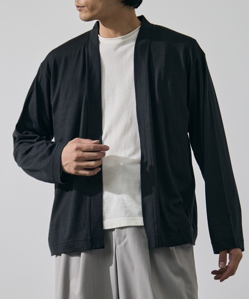 WRAPINKNOT(ラッピンノット)の「【WRAPINKNOT/ラッピンノット】Button-less Cardigan(カーディガン/ボレロ・メンズ・ダークグレー/ブラック・3/2)」の14枚目の写真