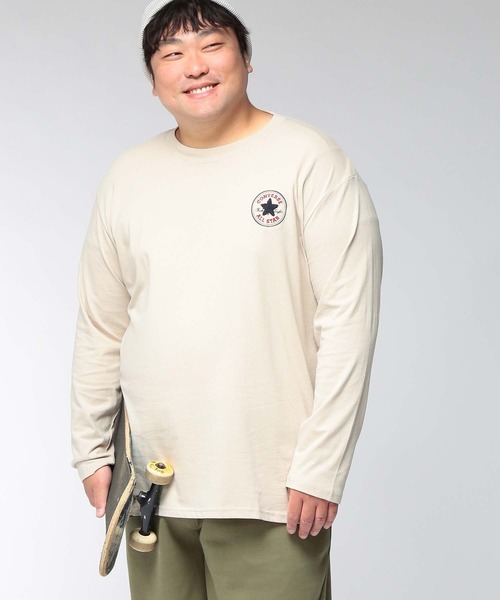 CONVERSE(コンバース)の「Tシャツ 長袖 メンズ 大きいサイズ アンクルパッチ / 5シューズ ロングスリーブ カットソー CONVERSE (コンバース)(Tシャツ/カットソー・メンズ・グリーン/ネイビー/ライトベージュ/ブラック・3L/4L/5L)」の2枚目の写真