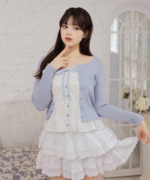 Anely(アネリー)の「【2点セット】ハートボタン小花柄キャミソール×リブカーディガン(その他トップス・レディース・ブラウン/ベージュ/レッド/ブルー・FREE)」の14枚目の写真