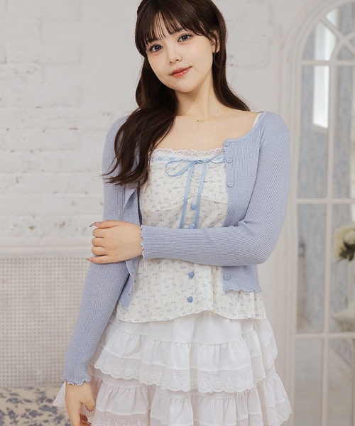 Anely(アネリー)の「【2点セット】ハートボタン小花柄キャミソール×リブカーディガン(その他トップス・レディース・ブラウン/ベージュ/レッド/ブルー・FREE)」の16枚目の写真