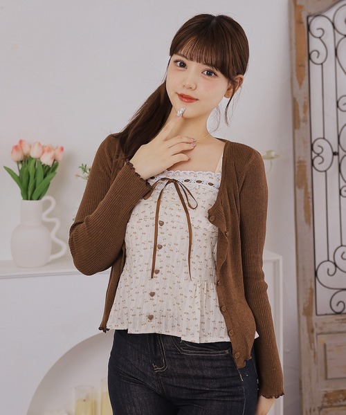 Anely(アネリー)の「【2点セット】ハートボタン小花柄キャミソール×リブカーディガン(その他トップス・レディース・ブラウン/ベージュ/レッド/ブルー・FREE)」の18枚目の写真